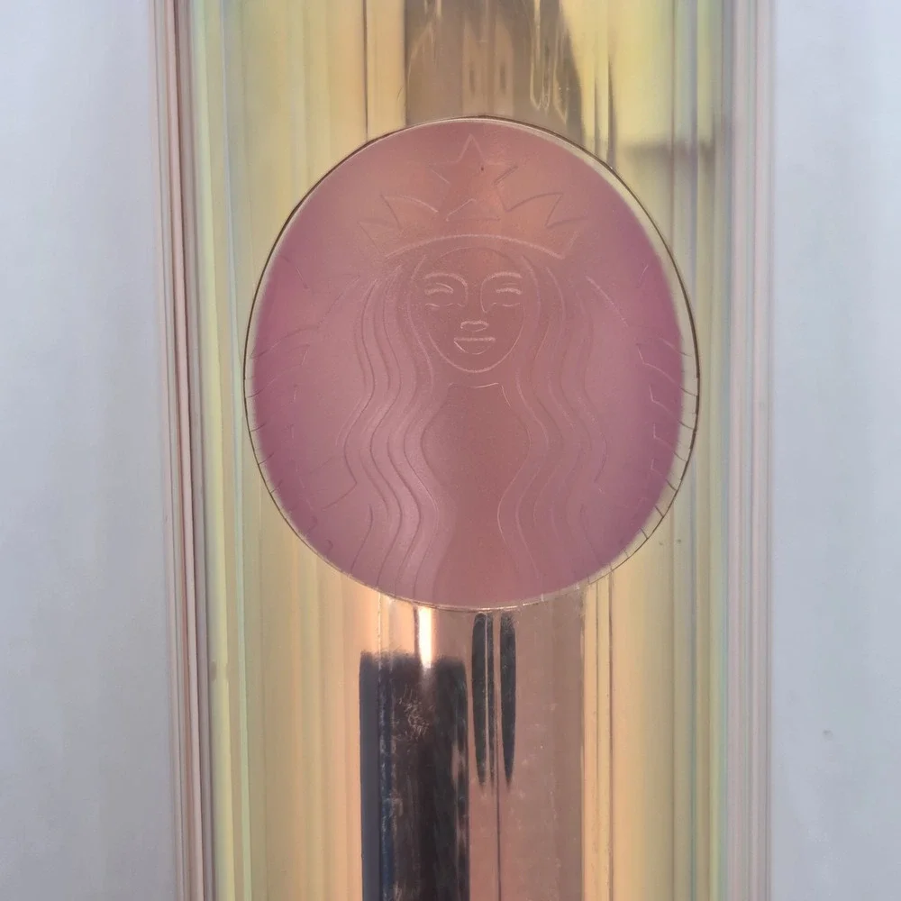 Starbucks Tumbler 2020 Summer Rose Gold Iridescent Kaleidoscope Dome Lid‎